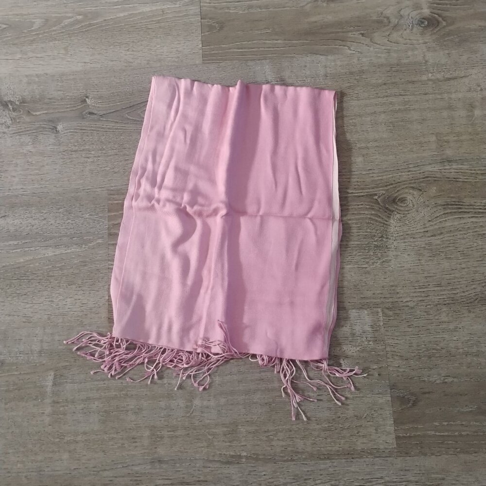 Soft Pastel Pink Pashmina Scarf - Solid Fringe Wrap & Shawl